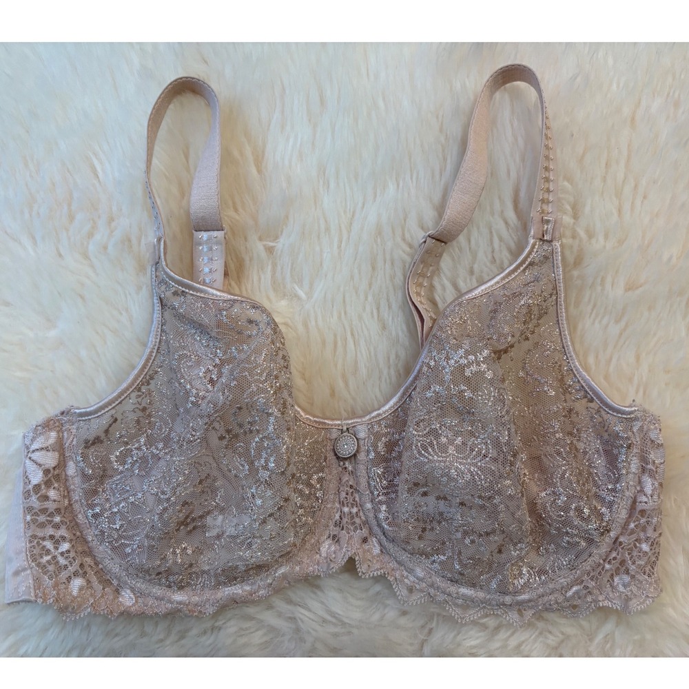 Empreinte Limited Edition Metallic Floral Lace Underwire Bra 32D Champagne Gold